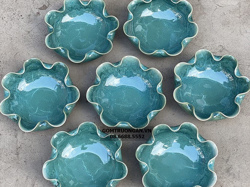 Bát thả hoa thần tài  đường kính 20cm men hỏa biến cẩm thạch kèm chân đế(không bao gồm sen sứ) 2